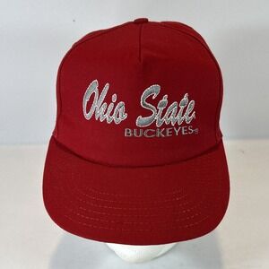 Vintage Ohio State Buckeyes Hat Cap Snap Back Red Spell Out Script Football USA